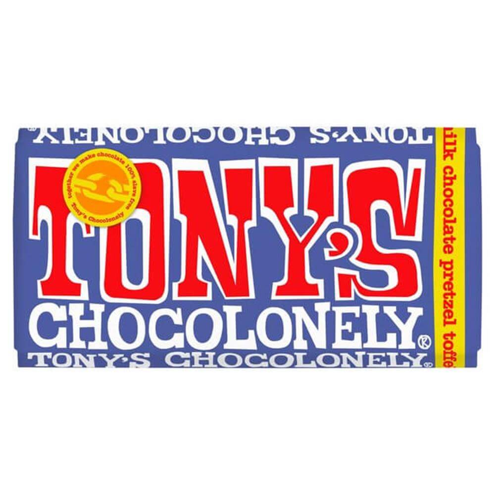 Tonys Dark Milk Chocolate Pretzel Toffee Bar 180g